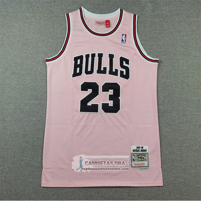 Camiseta Chicago Bulls Michael Jordan NO 23 Mitchell & Ness 1997-98 Rosa